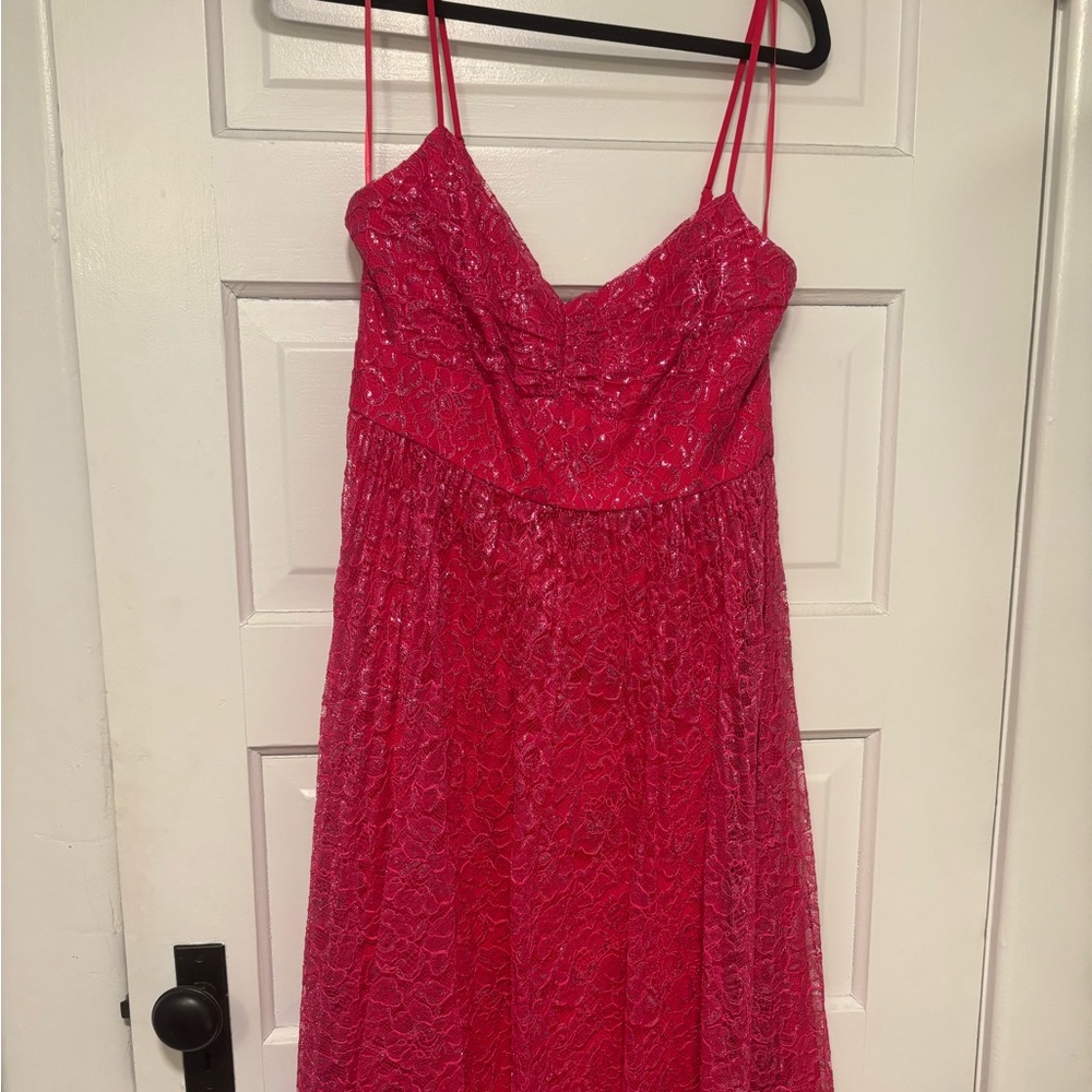 NWT- J. Crew Vibrant Bright Pink Lace Dress. Never worn